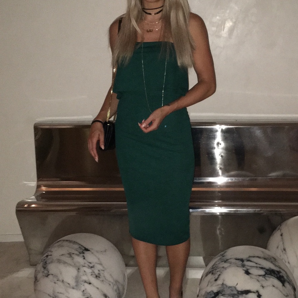 Club L emerald green dress strapless midi size 6 small / medium